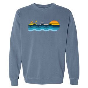 Pontoon Captain Island Sunset Pontoon Boat Summer Relaxing Garment-Dyed Sweatshirt