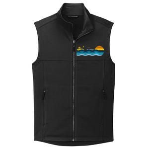 Pontoon Captain Island Sunset Pontoon Boat Summer Relaxing Collective Smooth Fleece Vest