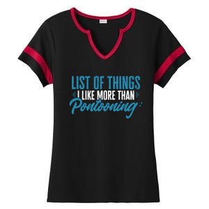 Pontoon Captain I Like More Than Pontooning Pontoon Boat Gift Ladies Halftime Notch Neck Tee