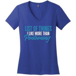 Pontoon Captain I Like More Than Pontooning Pontoon Boat Gift Women's V-Neck T-Shirt