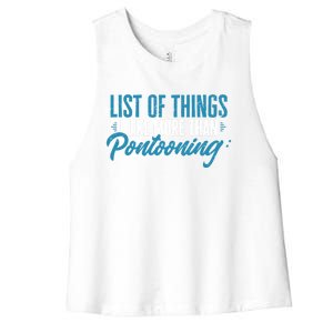 Pontoon Captain I Like More Than Pontooning Pontoon Boat Gift Women's Racerback Cropped Tank