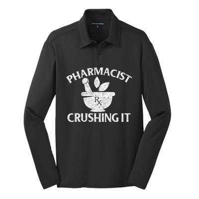 Pharmacist Crushing It Pharmacy Technician Pharmaceutical Silk Touch Performance Long Sleeve Polo