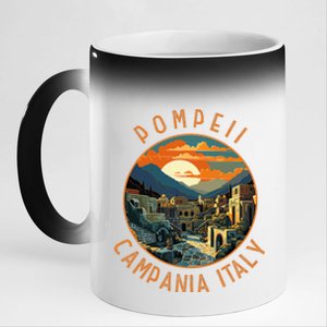 Pompeii Campania Italy Retro Distressed Circle 11oz Black Color Changing Mug