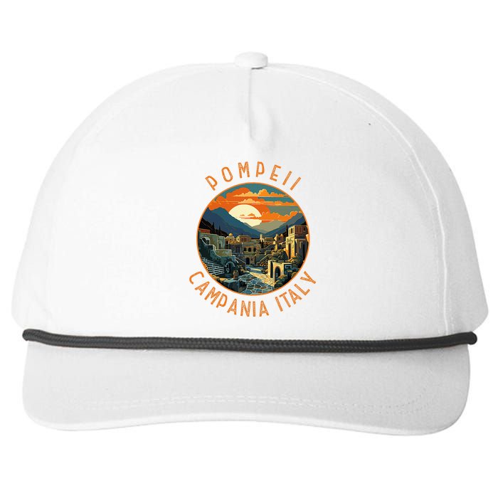 Pompeii Campania Italy Retro Distressed Circle Snapback Five-Panel Rope Hat