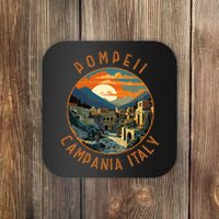 Pompeii Campania Italy Retro Distressed Circle Coaster