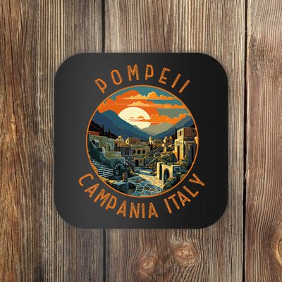 Pompeii Campania Italy Retro Distressed Circle Coaster