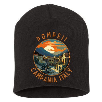 Pompeii Campania Italy Retro Distressed Circle Short Acrylic Beanie