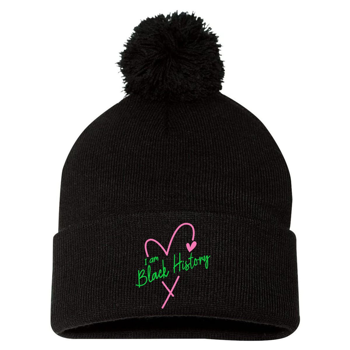 Pretty cute I am black history aka tee Pom Pom 12in Knit Beanie