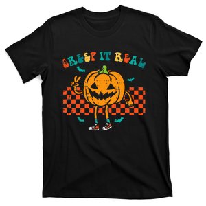 Pumpkin Creep It Real Retro Jackolantern T-Shirt