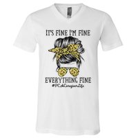 PCA Caregiver It's Fine I'm Fine and Everything's Fine V-Neck T-Shirt