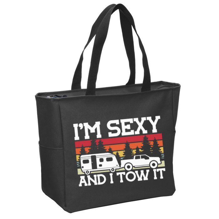 Pull Caravan Im Sexy And I Tow It Camping Zip Tote Bag