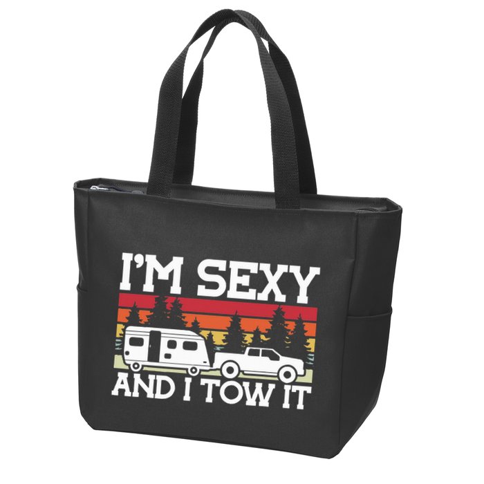 Pull Caravan Im Sexy And I Tow It Camping Zip Tote Bag