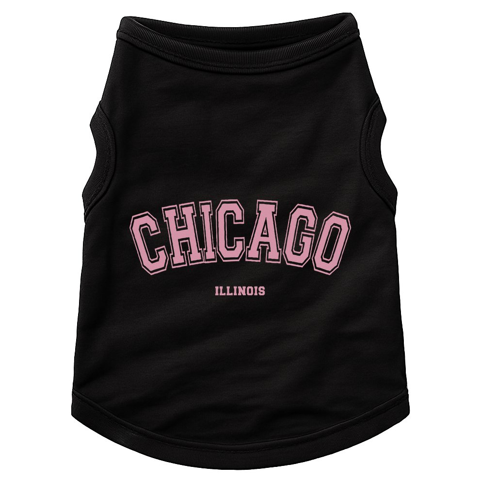 Pink Chicago Illinois Il Varsity Style On Chicago Doggie Tank