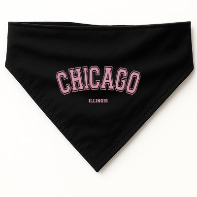 Pink Chicago Illinois Il Varsity Style On Chicago USA-Made Doggie Bandana