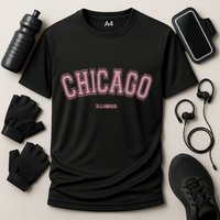 Pink Chicago Illinois Il Varsity Style On Chicago Cooling Performance Crew T-Shirt