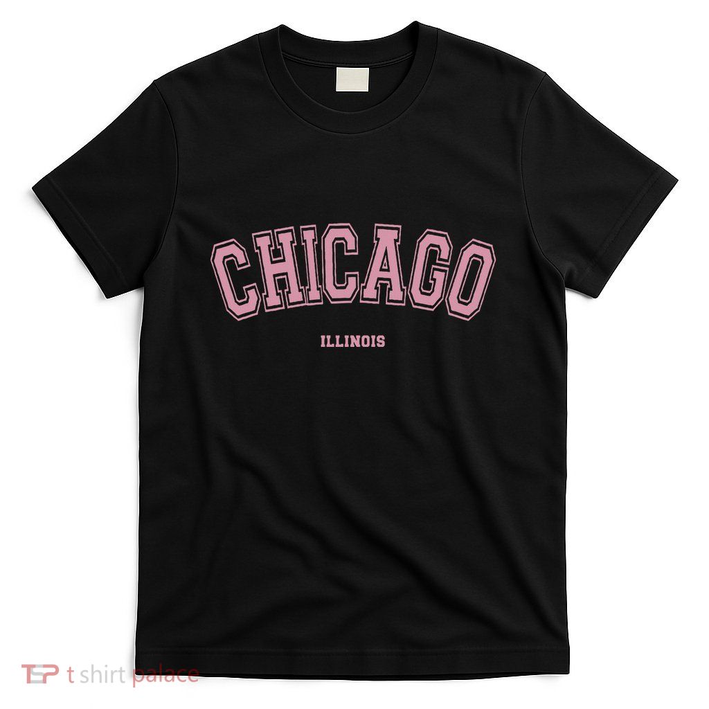 Pink Chicago Illinois Il Varsity Style On Chicago T-Shirt