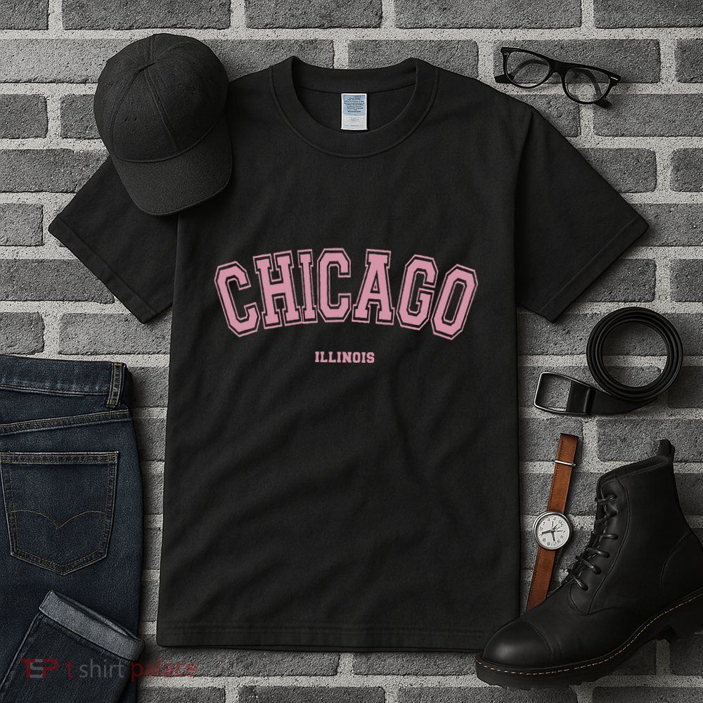 Pink Chicago Illinois Il Varsity Style On Chicago Tall T-Shirt