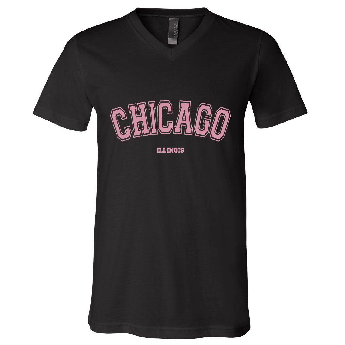 Pink Chicago Illinois Il Varsity Style On Chicago V-Neck T-Shirt