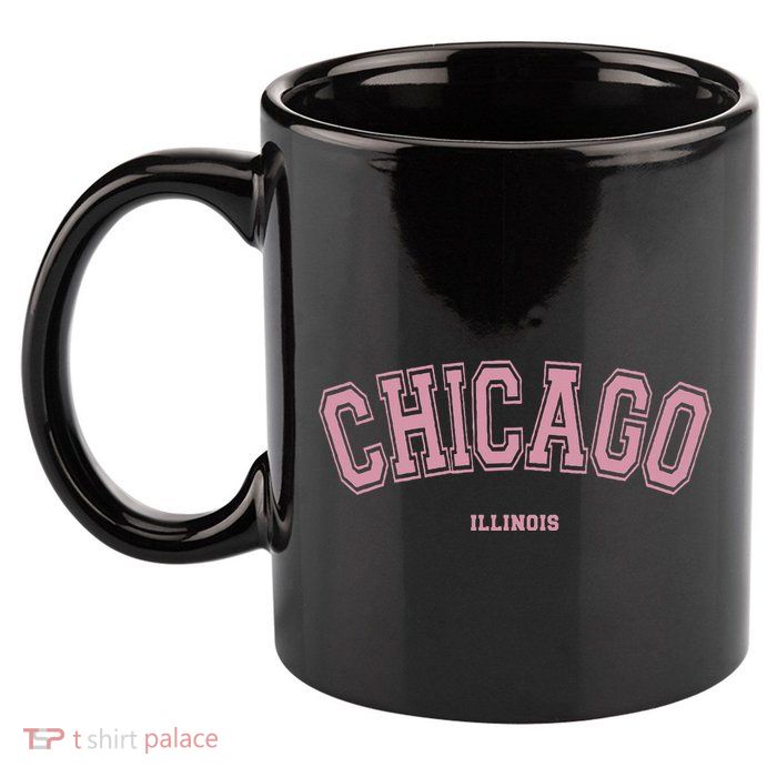 Pink Chicago Illinois Il Varsity Style On Chicago 11oz C Handle Ceramic Mug