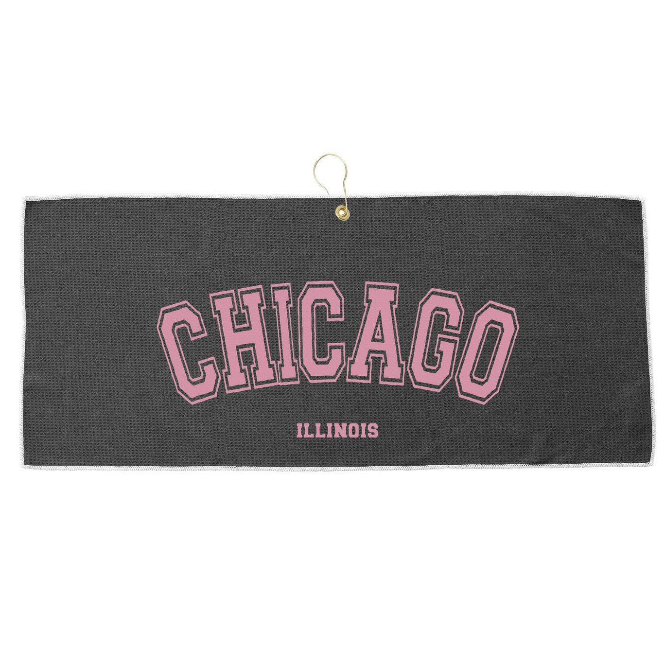 Pink Chicago Illinois Il Varsity Style On Chicago Large Microfiber Waffle Golf Towel