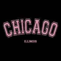 Pink Chicago Illinois Il Varsity Style On Chicago Pom Pom 12in Knit Beanie