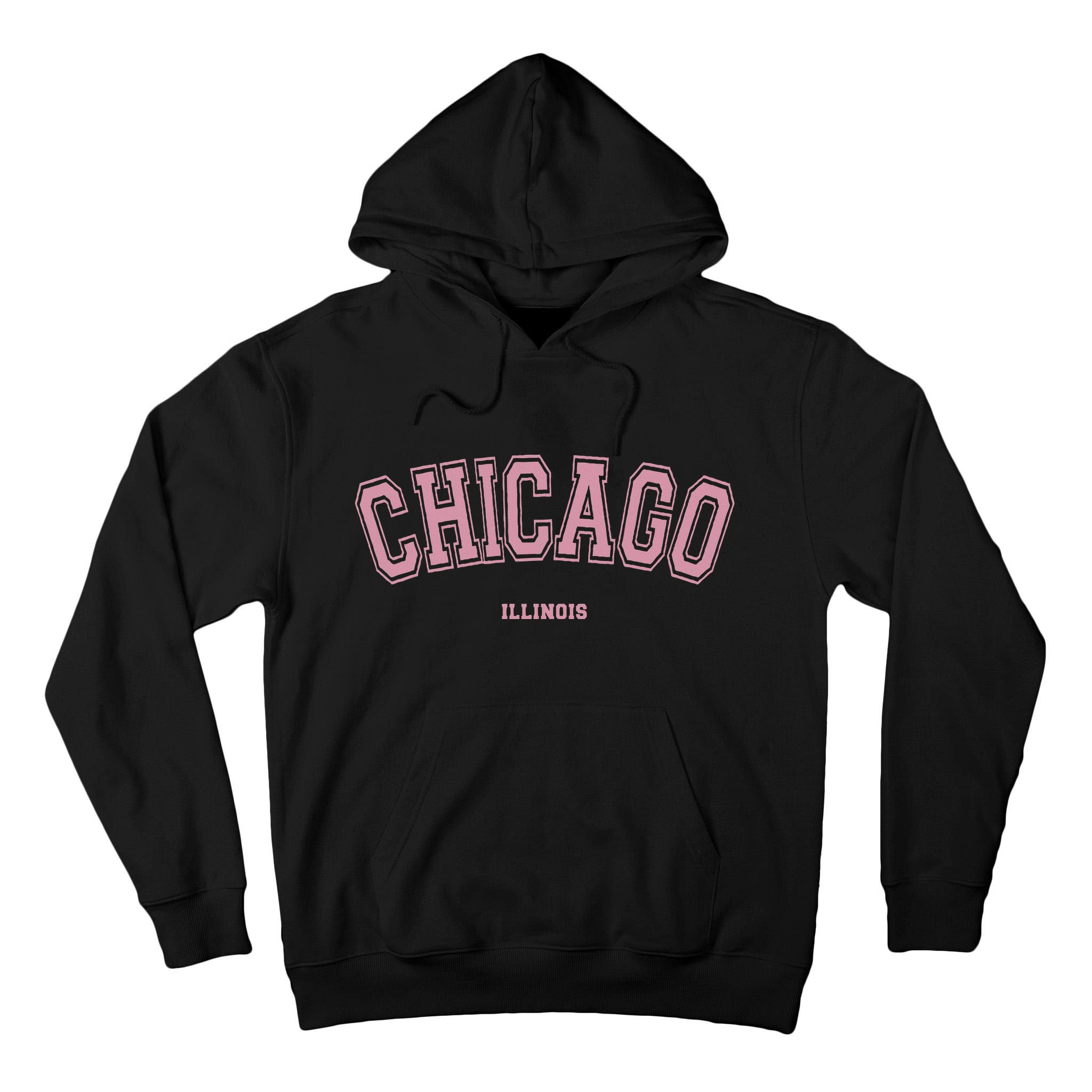 Pink Chicago Illinois Il Varsity Style On Chicago Tall Hoodie