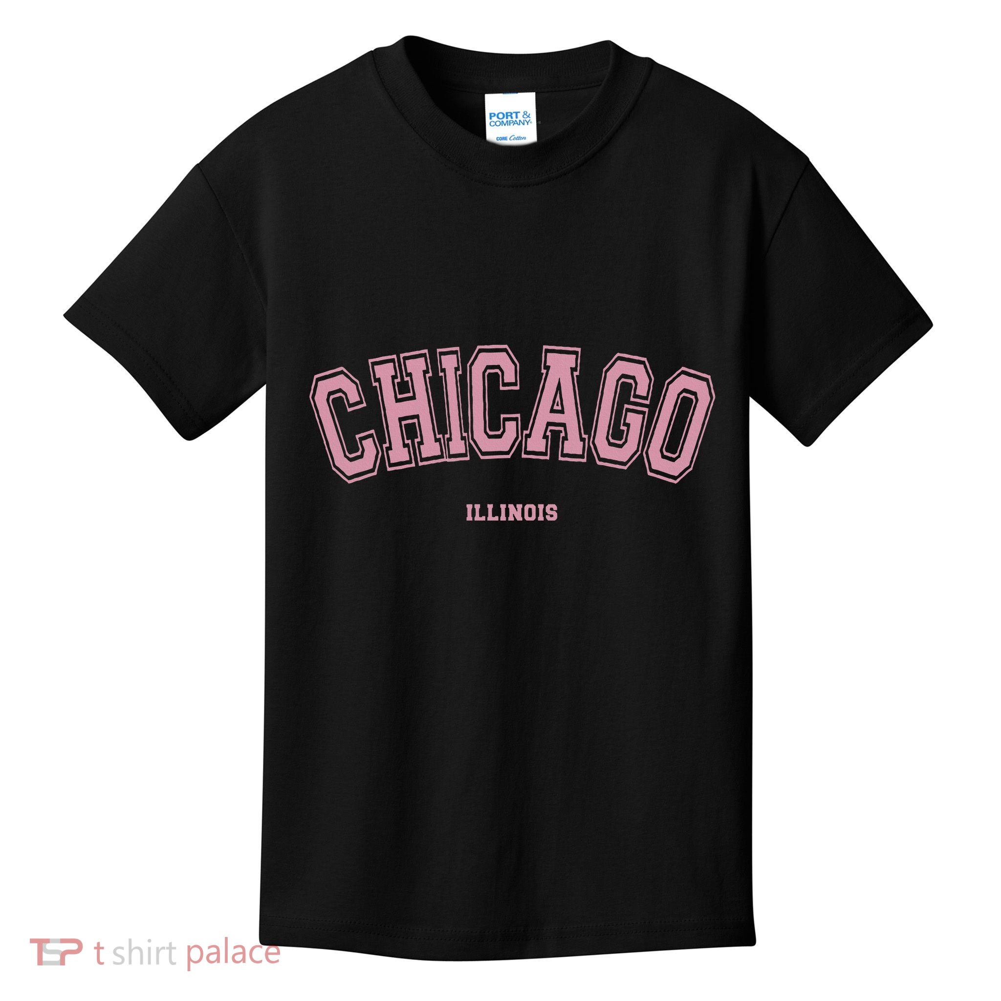 Pink Chicago Illinois Il Varsity Style On Chicago Kids T-Shirt