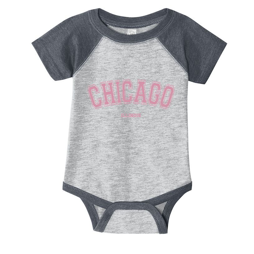 Pink Chicago Illinois Il Varsity Style On Chicago Infant Baby Jersey Bodysuit