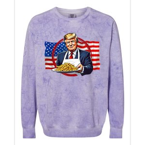 Patriotic Chef Illustration With American Flag Colorblast Crewneck Sweatshirt