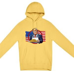 Patriotic Chef Illustration With American Flag Premium Pullover Hoodie