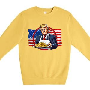 Patriotic Chef Illustration With American Flag Premium Crewneck Sweatshirt