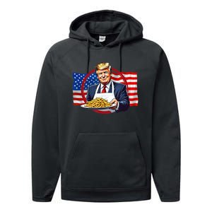 Patriotic Chef Illustration With American Flag Performance Fleece Hoodie