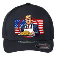 Patriotic Chef Illustration With American Flag Flexfit Unipanel Trucker Cap