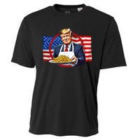 Patriotic Chef Illustration With American Flag Cooling Performance Crew T-Shirt