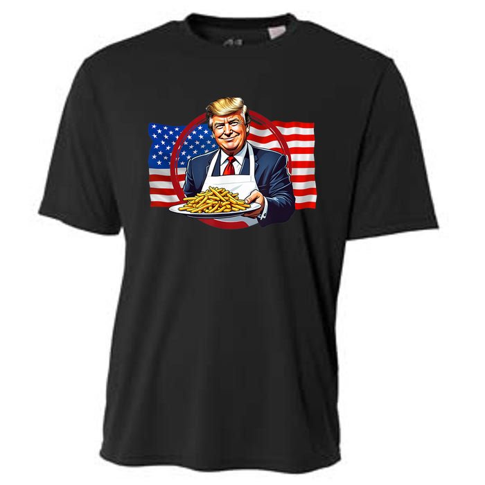 Patriotic Chef Illustration With American Flag Cooling Performance Crew T-Shirt