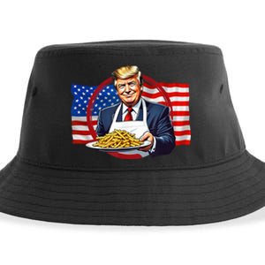 Patriotic Chef Illustration With American Flag Sustainable Bucket Hat