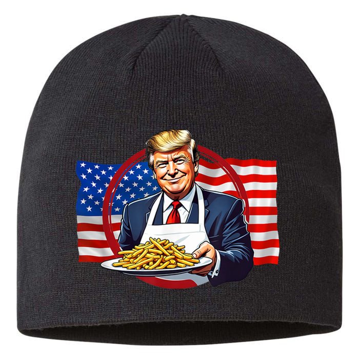 Patriotic Chef Illustration With American Flag Sustainable Beanie