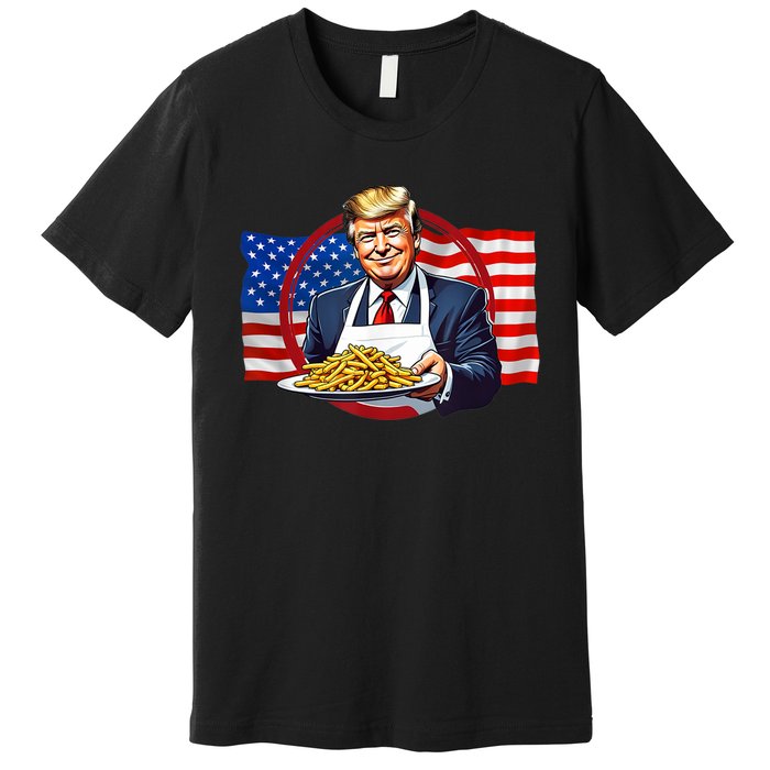 Patriotic Chef Illustration With American Flag Premium T-Shirt