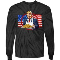 Patriotic Chef Illustration With American Flag Tie-Dye Long Sleeve Shirt