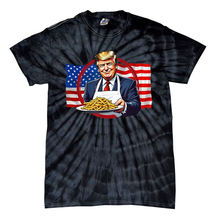 Patriotic Chef Illustration With American Flag Tie-Dye T-Shirt