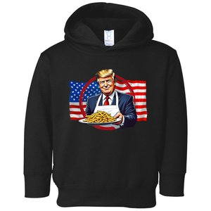 Patriotic Chef Illustration With American Flag Toddler Hoodie