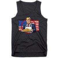 Patriotic Chef Illustration With American Flag Tank Top