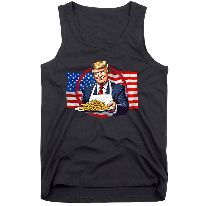 Patriotic Chef Illustration With American Flag Tank Top