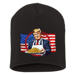 Patriotic Chef Illustration With American Flag Short Acrylic Beanie