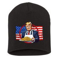 Patriotic Chef Illustration With American Flag Short Acrylic Beanie