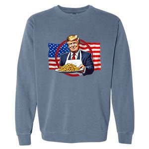 Patriotic Chef Illustration With American Flag Garment-Dyed Sweatshirt