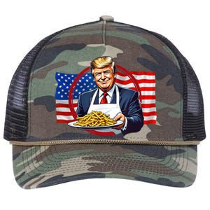 Patriotic Chef Illustration With American Flag Retro Rope Trucker Hat Cap