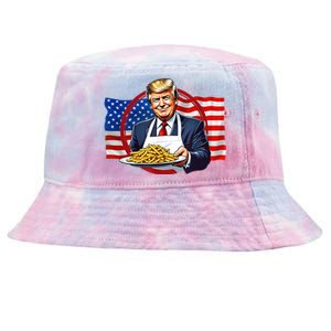 Patriotic Chef Illustration With American Flag Tie-Dyed Bucket Hat