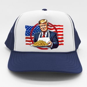 Patriotic Chef Illustration With American Flag Trucker Hat