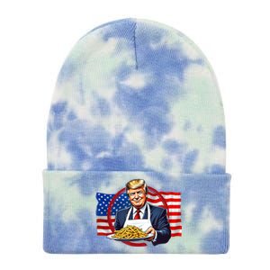 Patriotic Chef Illustration With American Flag Tie Dye 12in Knit Beanie